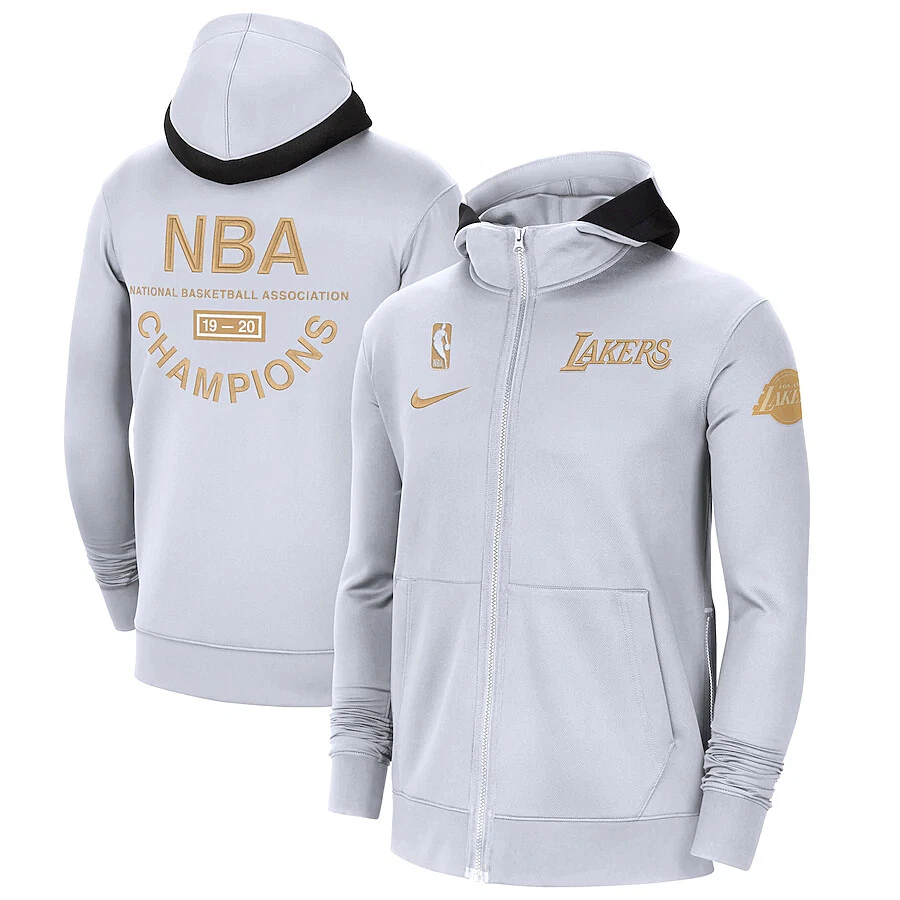 Los Angeles Lakers Showtime Trophy Ring Banner Men's Nike Therma Flex NBA Hoodie in White, Size: Small | CQ7347-100