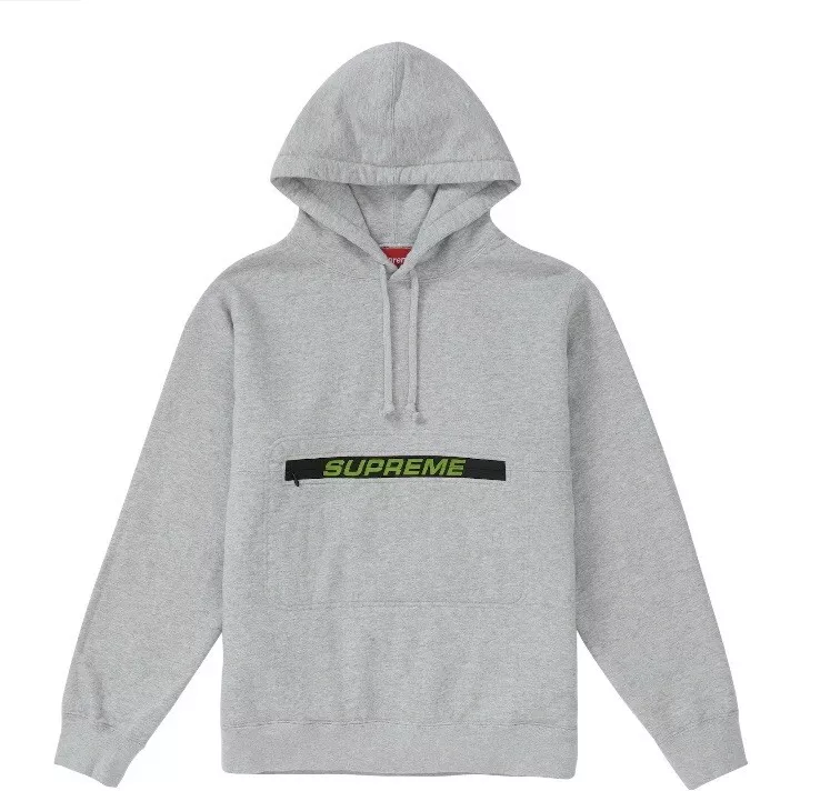 Supreme ss19 zip pouch hooded sweatshirt grey size XL arge box ...