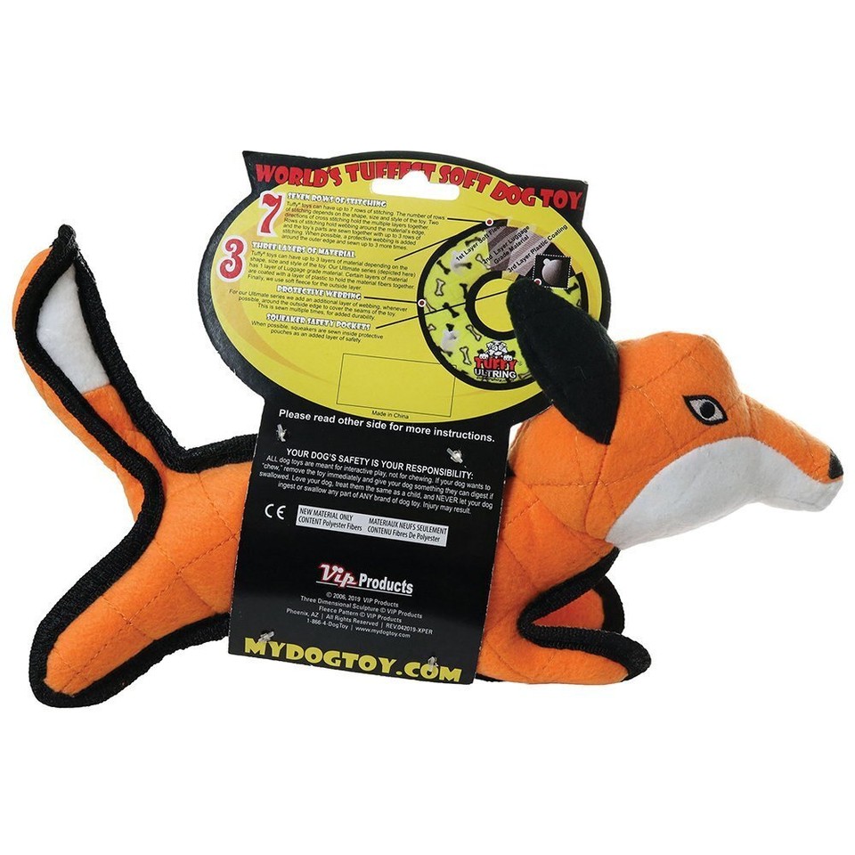 Tuffy Zoo Animal Series Jr Fox Tuff Scale 9 Dog Squeaker Toy 33 x 24 x