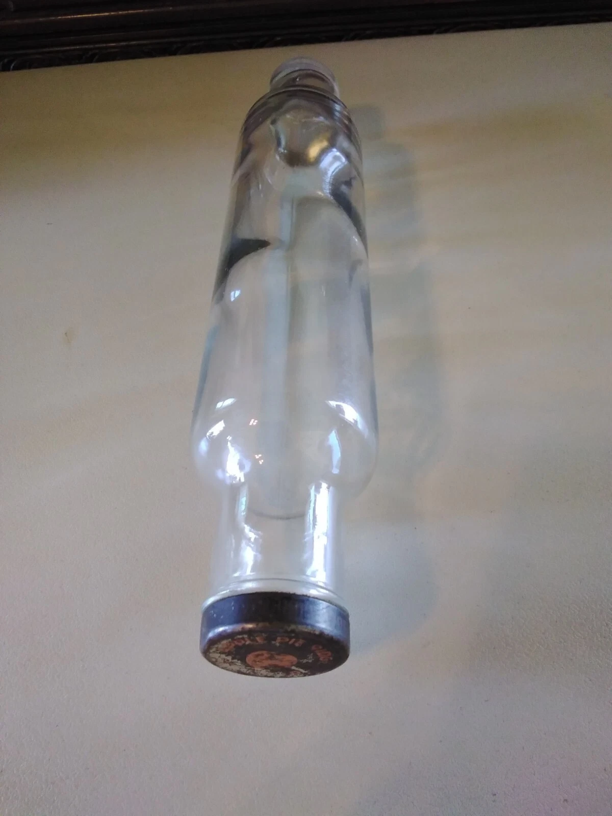 Vintage Clear Glass Rolling Pin With Apple Pie Ridge Metal Cap