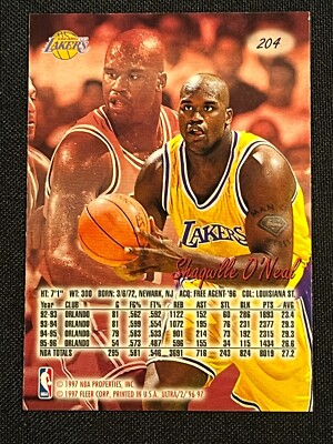 メ*男様 NBAカード SHAQUILLE O'NEAL FLEER 1997 NBAカード SHAQUILLE