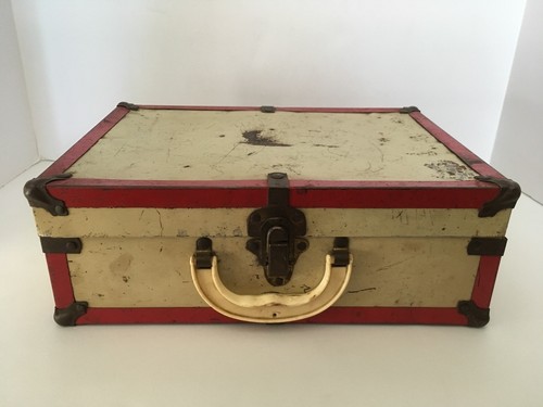 Vintage Metal Doll Travel Suitcase Case 