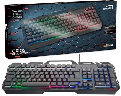 Speedlink USB Gaming Tastatur RGB LED Beleuchtet Smartphone-Halterung Halter