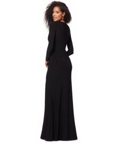 Vestido jersey manga larga cuello cerradura adornado negro Xscape talla 12 $268 Foto 2 de 3