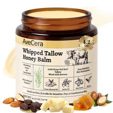 Upgraded 4.23Oz Tallow and Honey Balm for Skin Face - 100 Grass Fed Whipped...