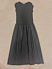 MNG Mango Flared Dress in Combined Fabric Black Midi Sleeveless Womens US 8