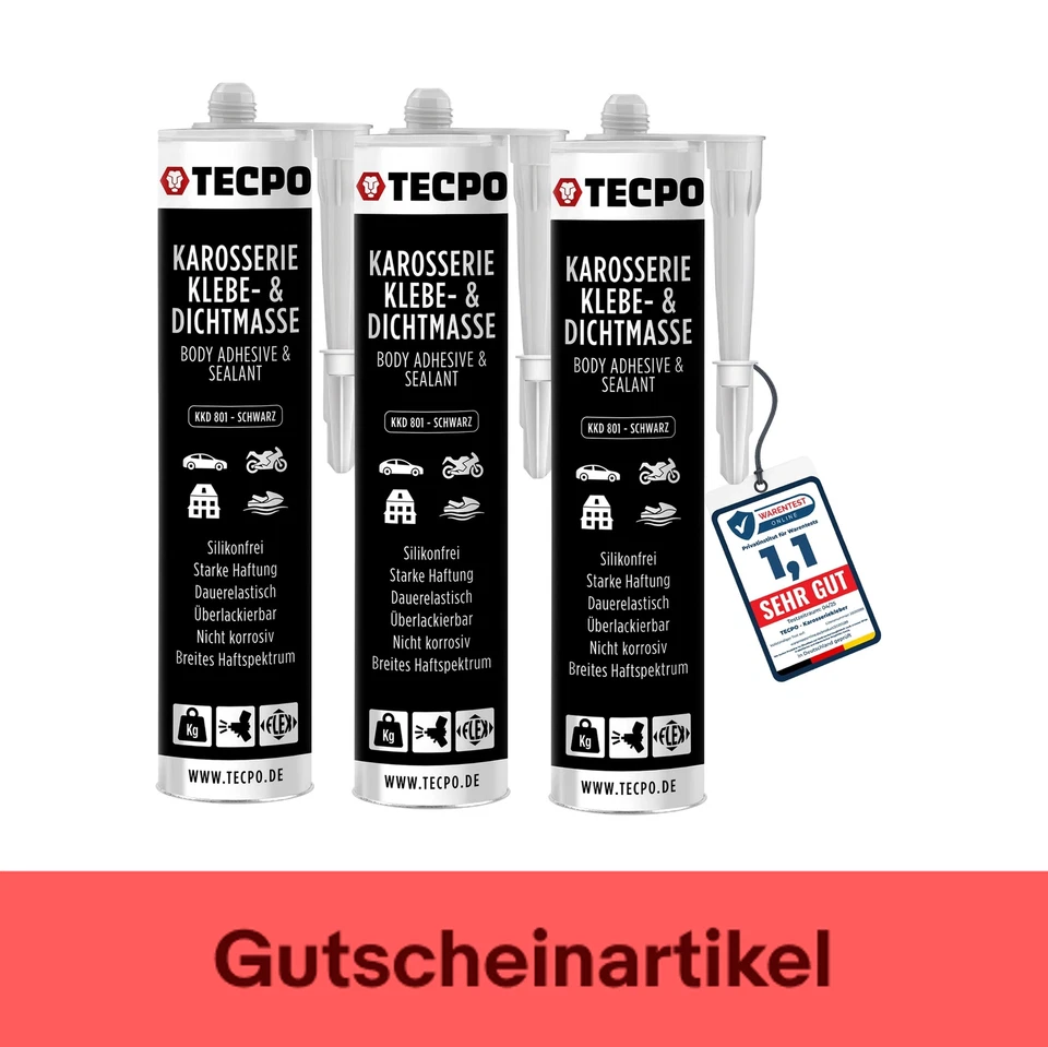 3x370g TECPO Karosserie Klebe und Dichtmasse Schwarz