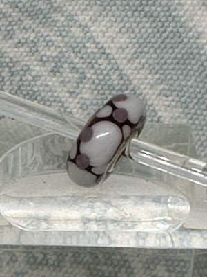 Authentic Trollbeads OOAK White & Purple Dots on Purple UU, New (60.0)