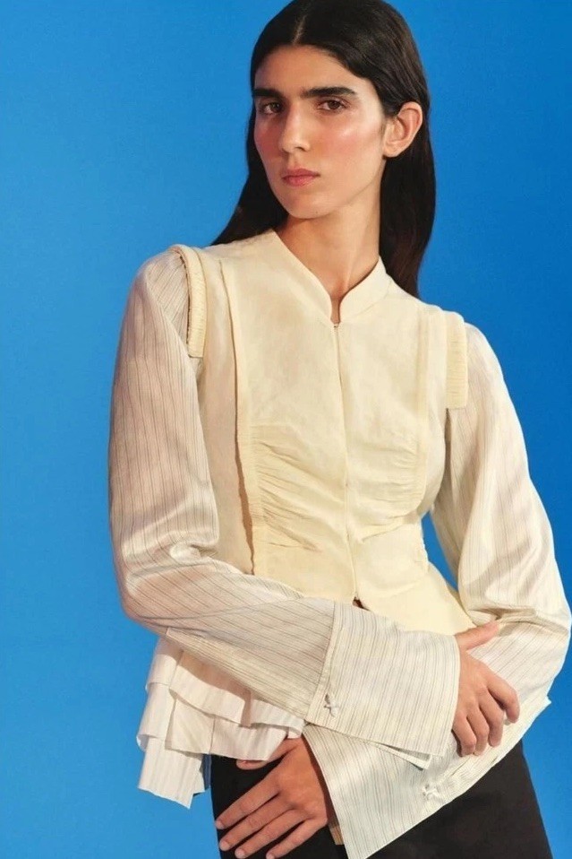 Zara Icons Romantic Shirt Limited Edition Verlaine Ruffled Pinstripe Sz S ❤ New image 2