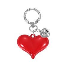 Resin Cute Heart Keychain for Women for Handbag, Peach Red