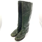 Anna Sui Cowboy Boots Womens Sz EU 40 Green Leather Western Boots Embroidered Vintage