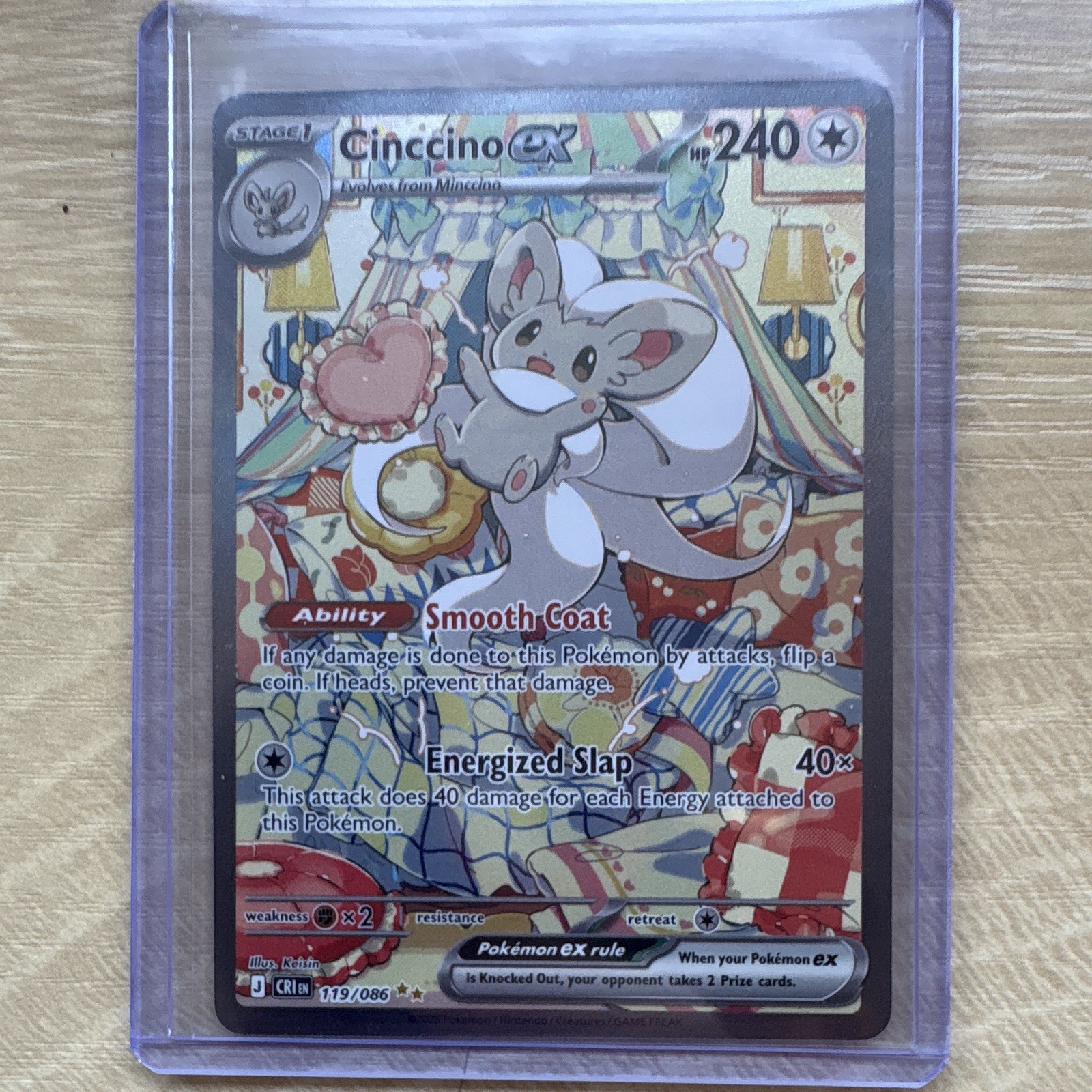Pokemon Cinccino EX 119/086 CR1e Chaos Rising Full Art Holo Rare 240HP