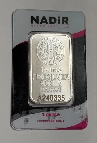 Nadir Metal Rafineri .999 1 oz Silver Bar ~ Sealed in Assay Card W/Serial Number