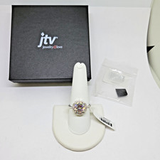 JTV Bella Luce Sterling Silver Flower Halo Engagement Ring  Size 8