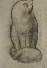 Adolphe Deteix (1892-1967) (063) - Charcoal - Cat