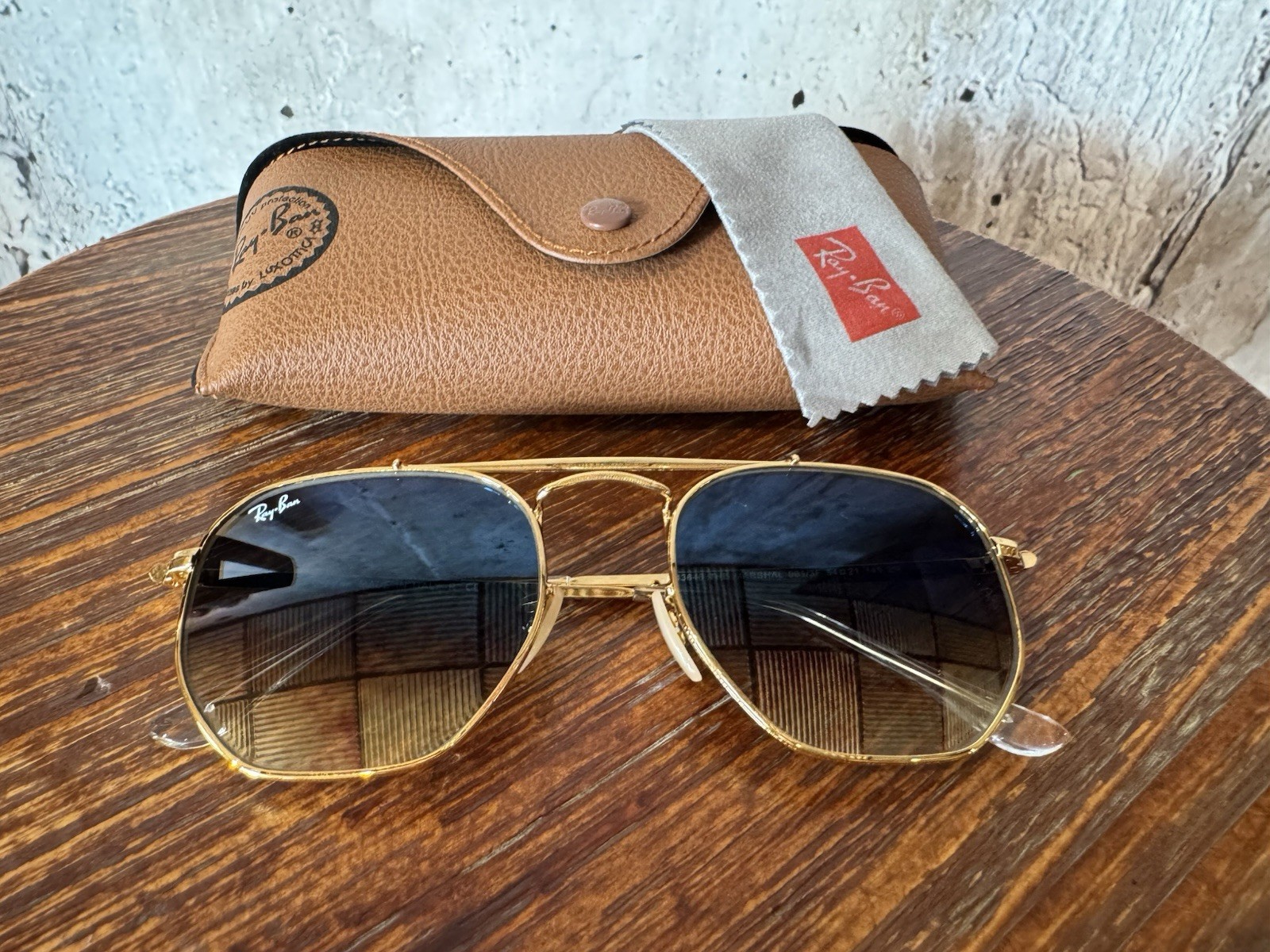 Ray-Ban Marshal Gold Light Blue Sunglasses RB3648/ RB3648001/3F-54-21 -145