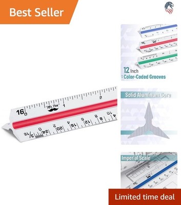 Architectural Scale Ruler 12 Inch White Aluminum Drafting Tool