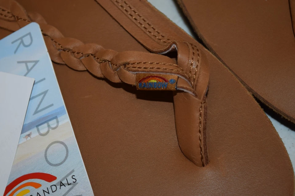 Sandalias Arco Iris Coquetas Trenzadas Una Capa Clásicas Cuero Tostado 8.5-9.5 Foto 3 de 4