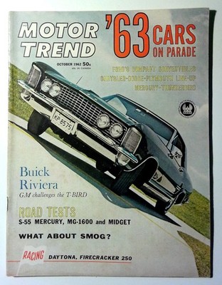 Motor Trend Car Magazine Vol 14 No 10 October 1962 Buick Riviera T-Bird Mercury