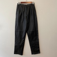 Vintage Margaret Godfrey Black Pleated Leather Pants Womens 8