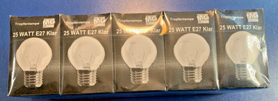 10 X TROPFEN GLÜHLAMPE  GLÜHBIRNE E27 25W KLAR 75x45mm DIMMBAR !!! EDISON