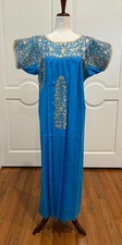San Antonino Maxi Dress, Oaxaca Mexican dress. hand Embroidered. Silk Threads,