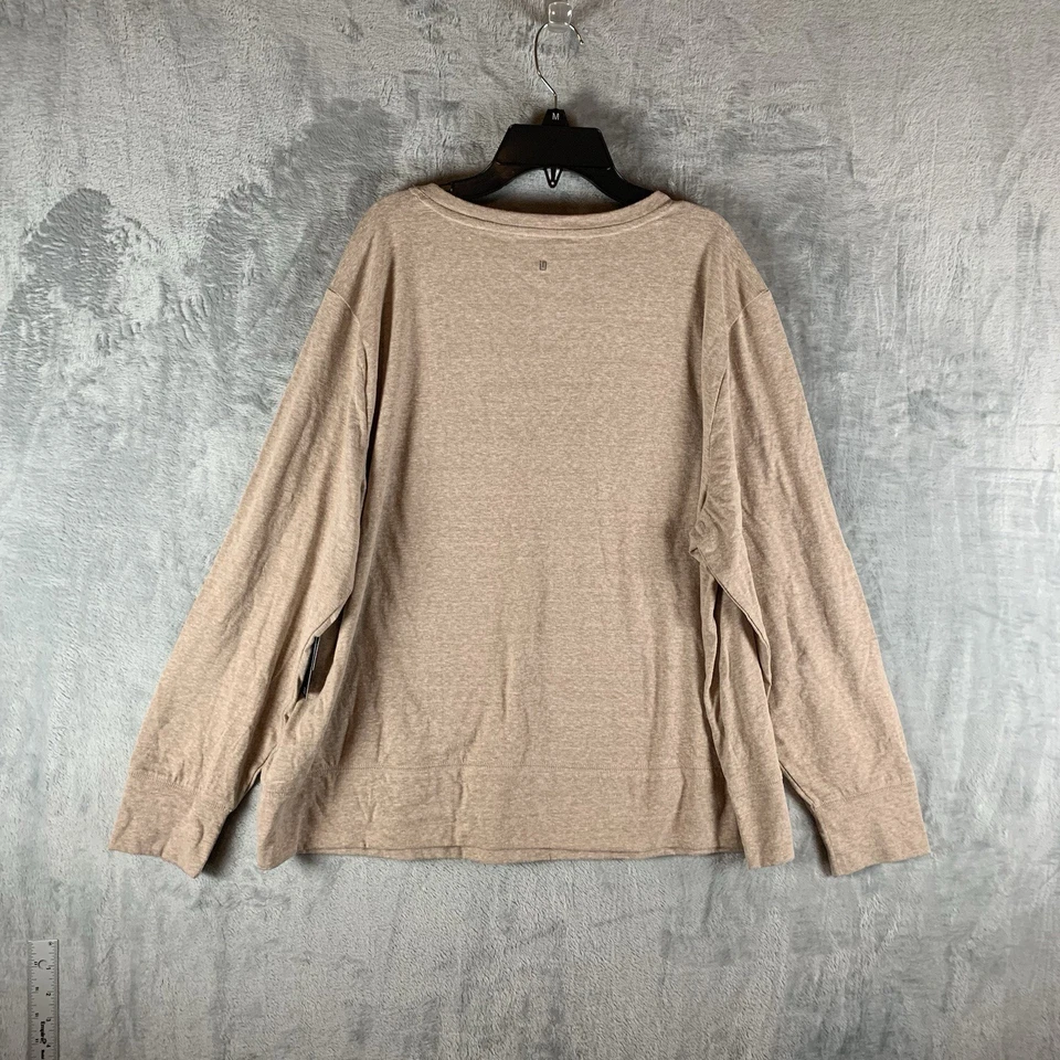 Camiseta Ideology feminina top 2X manga longa bronzeada gola redonda mistura de algodão nova com etiquetas - Imagem 2 de 4