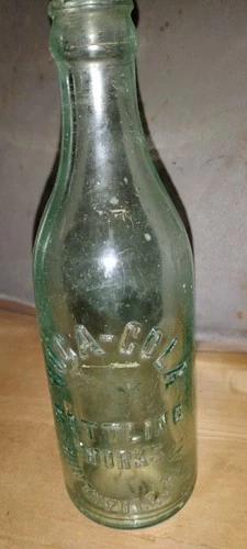 Coca-Cola Vintage Green Straight Sided Glass Soda Bottle Collectible Bottling Ad