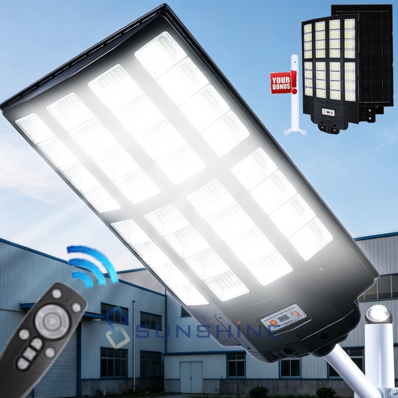 LED 10000W Solar Street Light Dusk To Dawn Outdoor Parking Lot Light High Bright