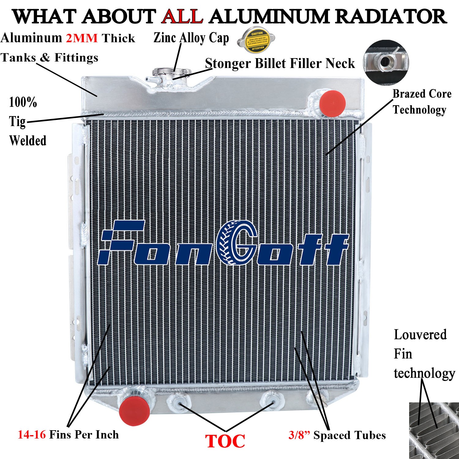 4 Row Radiator For 1960-66 Ford Mustang Falcon Econoline Ranchero Mercury Comet