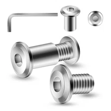 5/16-18 X 1/2" 10Pcs Flat Head Hex Socket Cap Screws Bolts Barrel Nuts Kit, 304