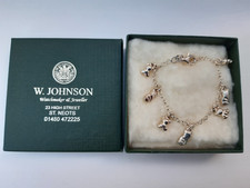 925 Sterling Silver Child's Charm Bracelet with Teddy Bears and Cats