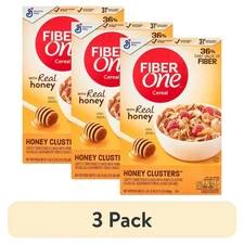 (3 pack) Fiber One Honey Clusters Breakfast Cereal, Fiber Cereal Made , 17.5 oz