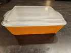 VINTAGE RETRO ORANGE PYREX GLASS REFRIGERATOR DISH 0503 LID 503 C 1 1/2 QT
