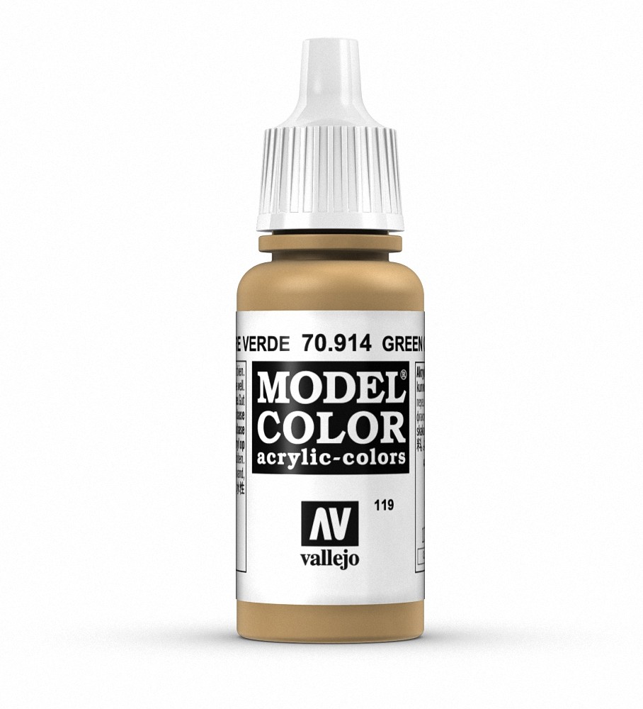 Vallejo 914 Model Colour Green Ochre 18ml Paint Dropper Bottle - Image 3