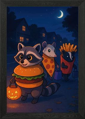 Straßenkatzen gehen Trick or Treating gerahmtes Wandbild Poster Leinwanddruck Bild