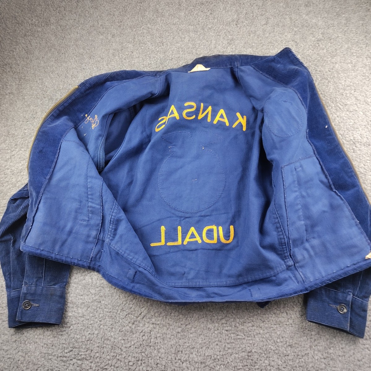 Vintage 60s FFA Corduroy Jacket Blue Metal Pins Size 40 Men