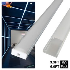 50Pcs 6.6FT/2M U Shape Led Aluminum Channel With Milky White Cover For Led Strip