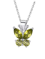 Cute Butterfly Birthstone Necklace for Sterling Silver 08.August Peridot