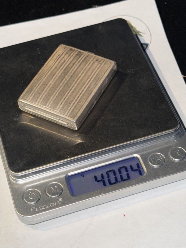 Vintage Sterling Silver Compact Case Art Deco Style 40.04g Estate Piece
