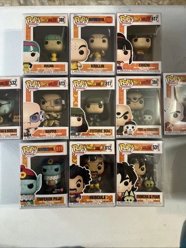 Lot Of 11 Dragon Ball Z Funko Pops Hercule Pilaf Krilin Yamcha Mai Nappa Bulma