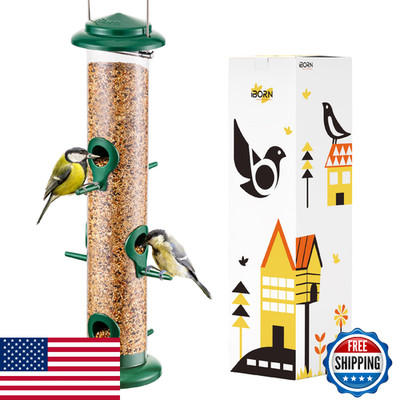 Iborn Metal Bird Feeders 6 Ports Hanging Wild Bird Seed Feeder For Mix Seed