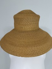 Vintage 1980s Patricia Underwood Natural Straw Wide Brim Audrey Hepburn Hat M