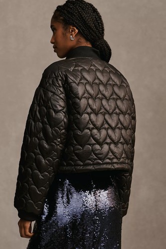 NWT Anthropologie Maeve Quilted Heart  Bomber Jacket Soft Rare! Small - Picture 3 of 6