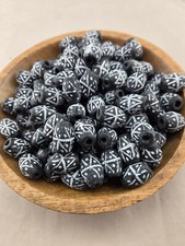 110 PCS BLACK WHITE OVAL GLASS BEADS JEWELRY CRAFT MAKING LOOSE BEADS