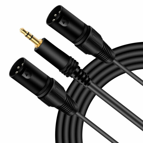 New 5 ft stereo 1/8” 3.5mm plug to 2 XLR 3pin male y splitter patch cable Cord - Picture 3 of 6