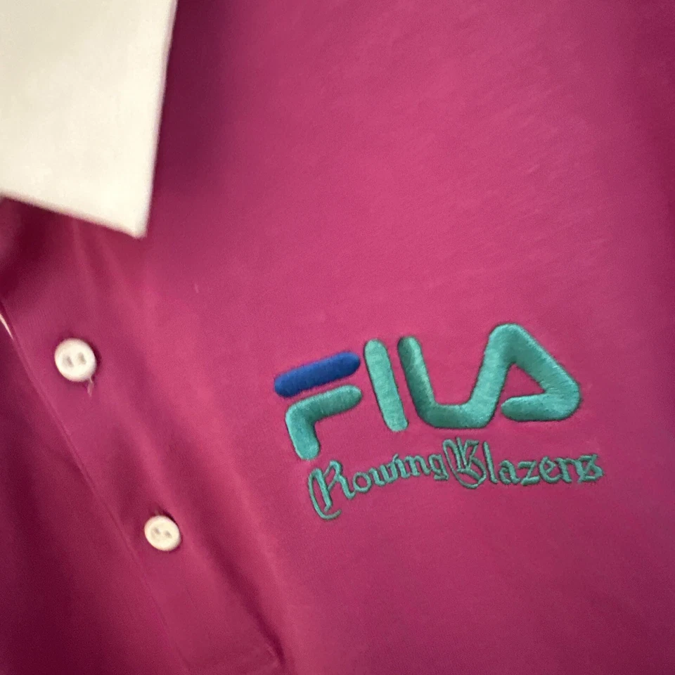 90s Style FILA x ROWING BLAZERS Iconic Retro Rugby Long Sleeve Polo Shirt - XL - Image 3 of 4