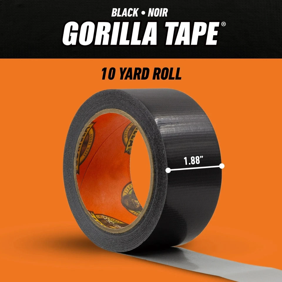 Gorilla Black Duct Tape 1.88"x10 Yards – Heavy Duty (Pack of 3) Free Shipping - Image 4 of 4