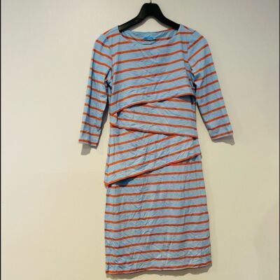 orange and blue striped dress J. Mclaughlin Nicola Size XS Stylish and Meaningful Birthday Skriveno kopčanje na rajsferšlus Straps & Sleeves_Cap Sleeve Color:EUCALYPTUS