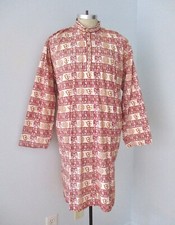 Indian burgundy red gold tunic Middle Eastern graphics 100 cotton pockets XL